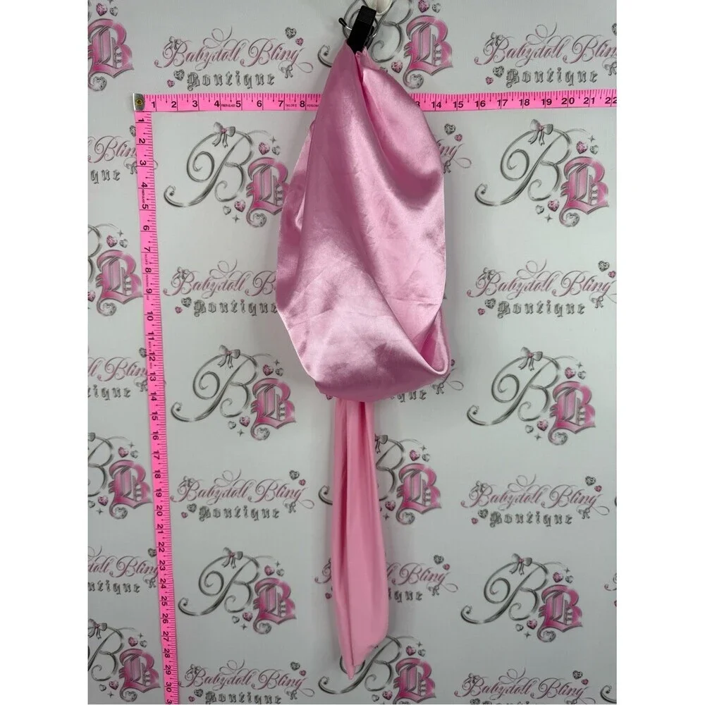Hair turban wrap sleeping lounge shiny Satin Pink Durag Headwrap